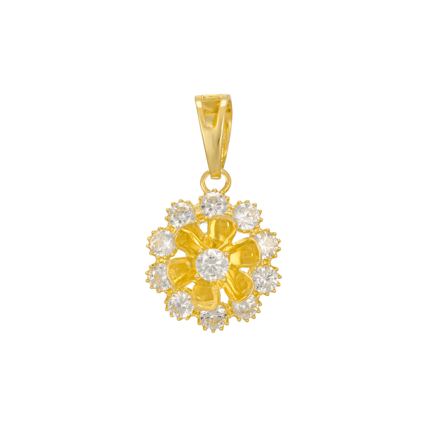 Mặt Dây Chuyền Vàng 610 Hoa Máy Nhị 1 Hột Viền Tròn Tấm M050163 67 Lập Đức Jewellery,trang sức cao cấp