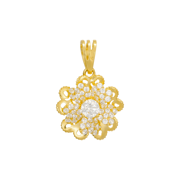 Mặt Dây Chuyền Vàng 610 Hoa Tấm Trơn Nhị 1 Hột M058246 66 Lập Đức Jewellery,trang sức cao cấp